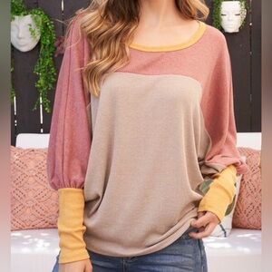 Perfect Peach Women's Colorblock Dolman Sleeve Pullover Sweater Size XL NWOT